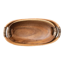 Acacia Wood Bowls w/ Rattan Wrapped Handles, [product_price]- Greenhouse Home