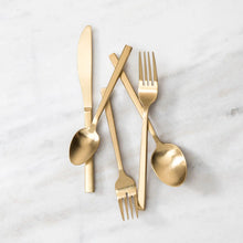 Arezzo Brushed Gold Stainless Flatware, Set of 5, [product_price]- Greenhouse Home