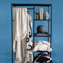 Cotton Blend Boucle Throw with Fringe, Cream Color - Greenhouse Home