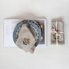 Cotton Napkins w/ Floral Embroidery & French Knots Greenhouse Home