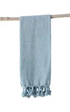 Cotton Throw with Pom Poms - Greenhouse Home