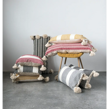 Cotton + Chenille Striped Lumbar Pillow - Greenhouse Home