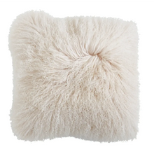Cream Mongolian Lamb Fur Pillow - Greenhouse Home