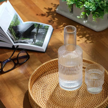Elle Fluted Bedside Carafe Decanter Set with Glass, [product_price]- Greenhouse Home