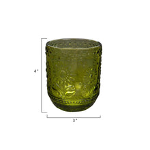 Embossed Floral Drinking Glass, Green, [product_price]- Greenhouse Home