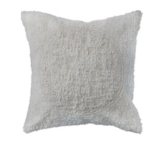 Embroidered Cream Square Cotton Sherpa Pillow, [product_price]- Greenhouse Home
