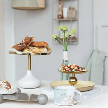 Enameled Metal Pedestal, Cream Color & Gold Finish Bloomingville