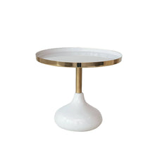 Enameled Metal Pedestal, Cream Color & Gold Finish Bloomingville