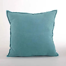 Fringed Design Linen Pillow, Sea Green Saro Lifestyle