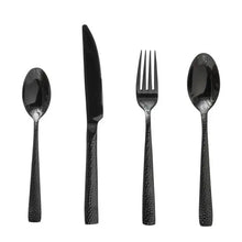 Hammered Stainless Steel Cutlery, Black, Set of 4 - Greenhouse Home