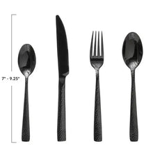 Hammered Stainless Steel Cutlery, Black, Set of 4 - Greenhouse Home