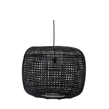 Hand-Woven Cane Pendant Lamp, Black - Greenhouse Home