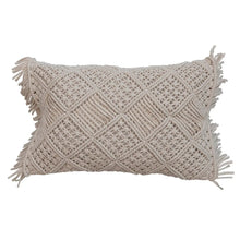 Macrame Lumbar Pillow with Fringe Greenhouse Home