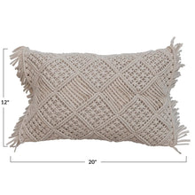 Macrame Lumbar Pillow with Fringe Greenhouse Home