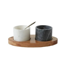 Mango Wood Tray + Marble Pinch Bowls - Greenhouse Home