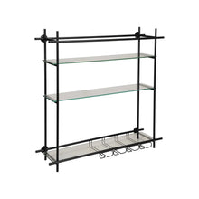 Metal + Glass Wall Shelf with Stemware Holders Greenhouse Home