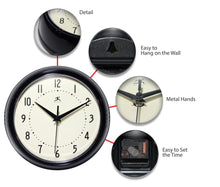 Retro Round Black Indoor Wall Clock 9.5 Inch, [product_price]- Greenhouse Home