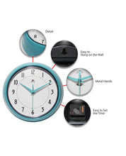 Retro Round Turquoise Indoor Wall Clock 9.5 Inch, [product_price]- Greenhouse Home