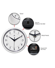 Retro Round White Indoor Wall Clock 9.5 Inch Infinity Instruments