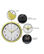 Retro Round Yellow Indoor Wall Clock 9.5 Inch, [product_price]- Greenhouse Home