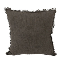 Square Stonewashed Linen Pillow with Fringe Greenhouse Home