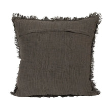 Square Stonewashed Linen Pillow with Fringe Greenhouse Home