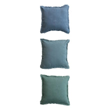 Square Stonewashed Linen Pillow with Fringe, 3 Colors Greenhouse Home