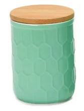 Stoneware Canister w/ Honeycomb Design and Lid Greenhouse Home