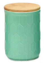 Stoneware Canister w/ Honeycomb Design and Lid Greenhouse Home