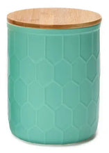 Stoneware Canister w/ Honeycomb Design and Lid Greenhouse Home
