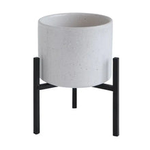 Stoneware Flower Pot with Metal Stand - Greenhouse Home