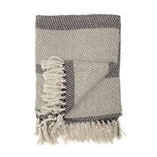 Striped Fringed Cotton Blend Knit Throw - Greenhouse Home
