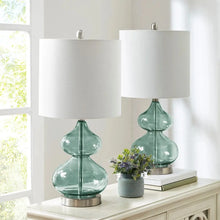 Teal Blue Glass Table Lamp, [product_price]- Greenhouse Home