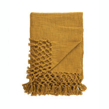 Woven Cotton Throw with Crochet and Fringe, [product_price]- Greenhouse Home