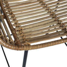 Woven Rattan Bar Stool w/ Black Wrought Iron Legs Greenhouse Home