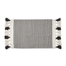 Stipe Rug with Tassels, Black + Cream - Greenhouse Home